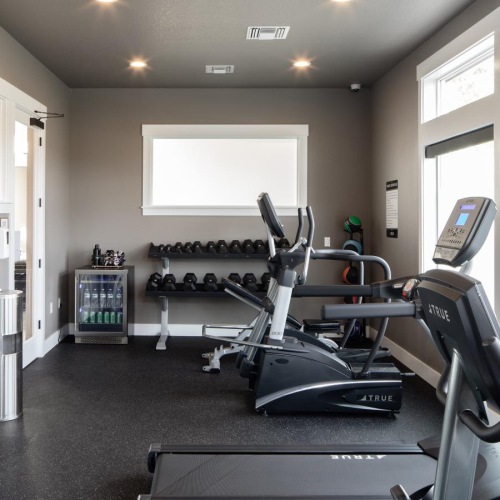 a gym with exercise equipment