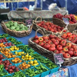 table with fresh veggies