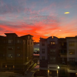 apartment view at dusk